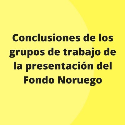 Conclusiones de los grupos de trabajo de la presentación del Fondo Noruego Conclusiones de los grupos de trabajo de la presentación del Fondo Noruego